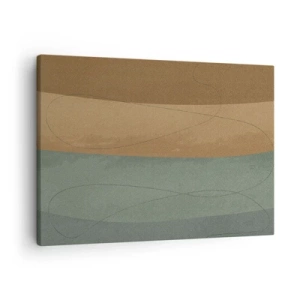 Impression sur toile - Image sur toile - Composition abstraite dans des tons de terre naturels - 70x50cm - Composition horizontale - Décoration murale moderne pour le salon et la chambre ARTTOR