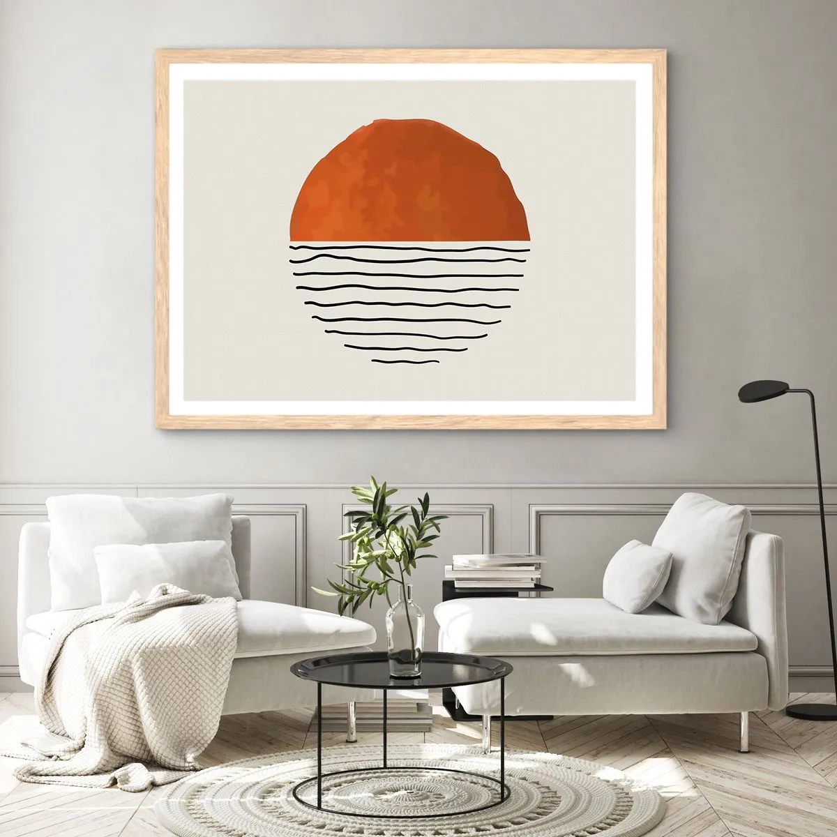 Affiche dans un chêne clair - Poster - Dans un climat japonnais - 100x70 cm