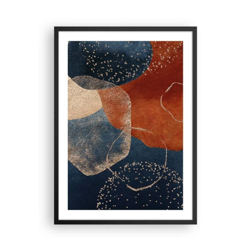Affiche dans un cadre noir - Poster - Une composition abstraite dans les tons bleu marine et or - 50x70cm - La légèreté de l'être - Décoration murale moderne pour le salon et la chambre ARTTOR