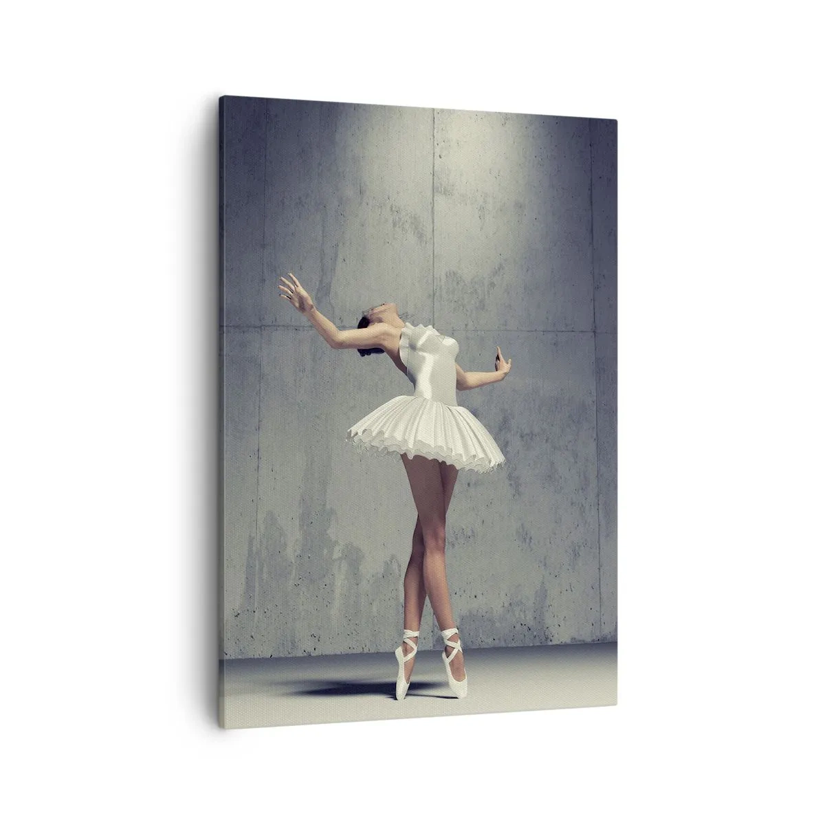 Impression sur toile - Image sur toile - Une danseuse de ballet en robe blanche contre un mur brut. - 50x70cm - Léger comme un oiseau - Décoration murale moderne pour le salon et la chambre ARTTOR