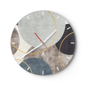 Horloge murale - Pendule murale - Une composition élégante de cercles et d'arcs aux couleurs sobres. - 30x30cm - Cercles sur cercles - Décoration murale moderne pour le salon, la cuisine et la chambre ARTTOR