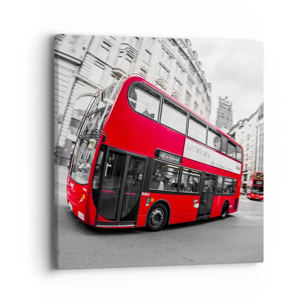 Impression sur toile - Image sur toile - Londres traditionnellement - en bus - 40x40 cm