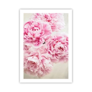 Affiche - Poster - Un bouquet de pivoines roses sur fond clair - 50x70cm - En glamour rose - Décoration murale moderne pour le salon et la chambre ARTTOR