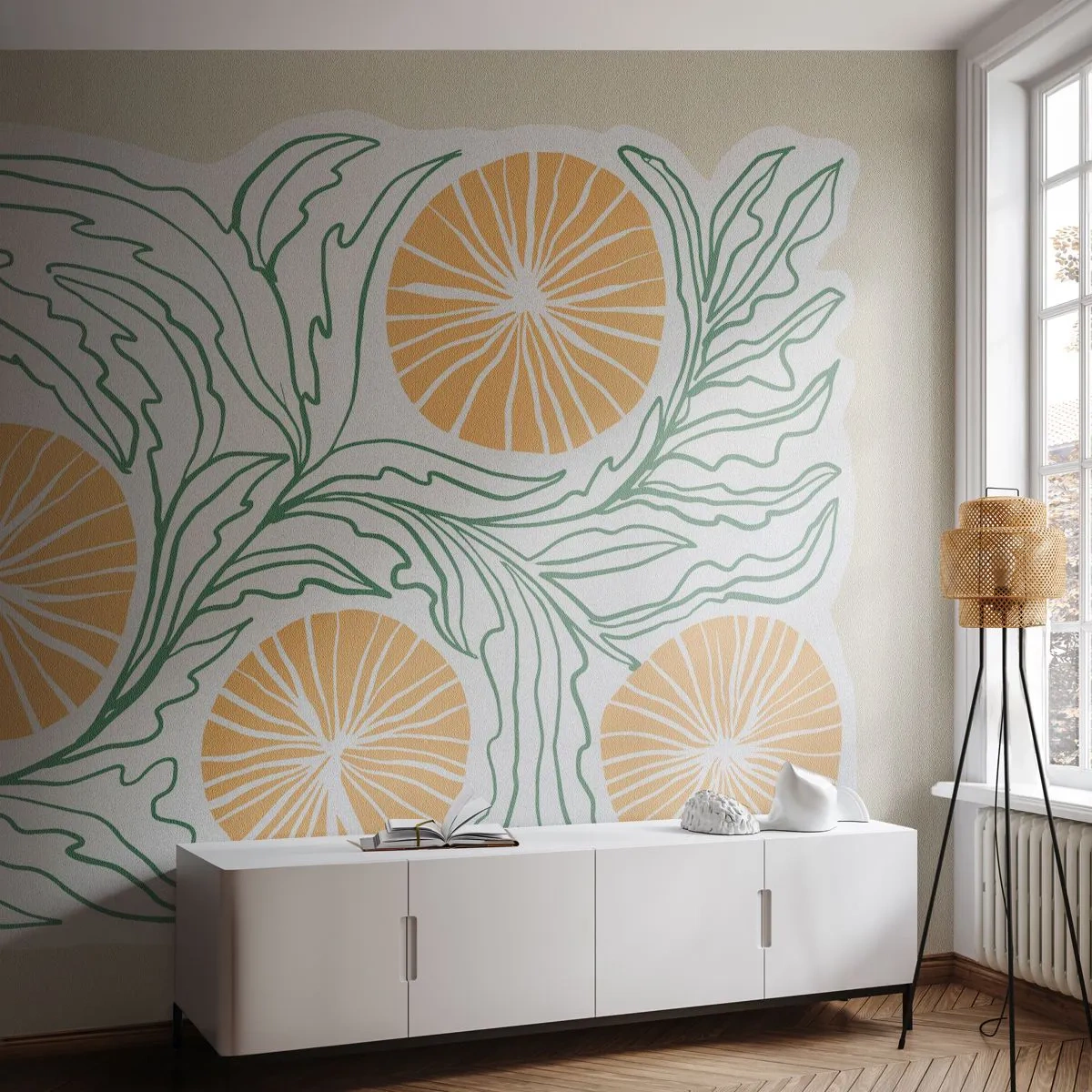 Papier Peint Photo Standard Eco - Ethnique avec une pointe d'abstraction - Bohème, Citron, Minimalisme - 250x175 cm