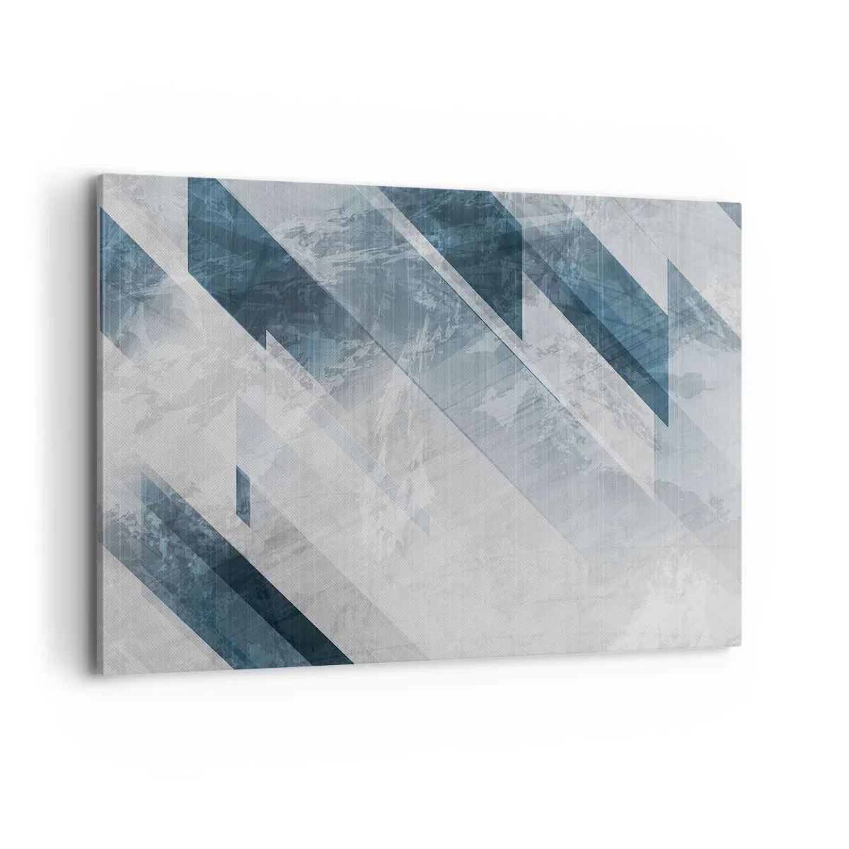 Impression sur toile - Image sur toile - Lignes abstraites dans des tons de gris et de bleu - 100x70cm - Composition spatiale - mouvement gris - Décoration murale moderne pour le salon et la chambre ARTTOR