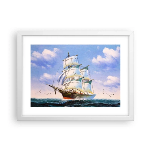 Affiche dans un cadre blanc - Poster - Fièrement avec le vent - 40x30 cm