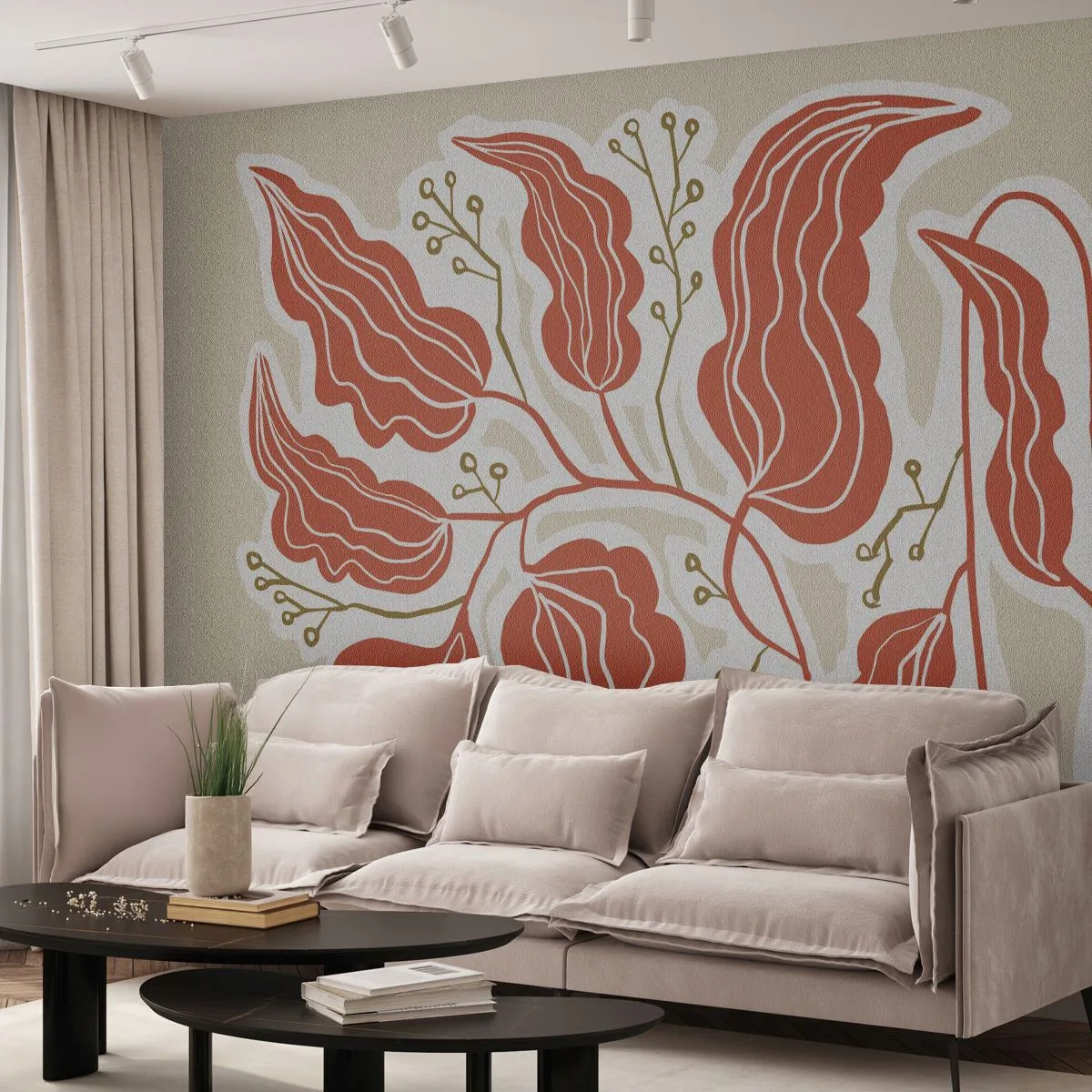 Papier Peint Autocollant Deluxe Sticker - Folk et coloré - Bohème, Botanique, Fleurs - 250x175 cm