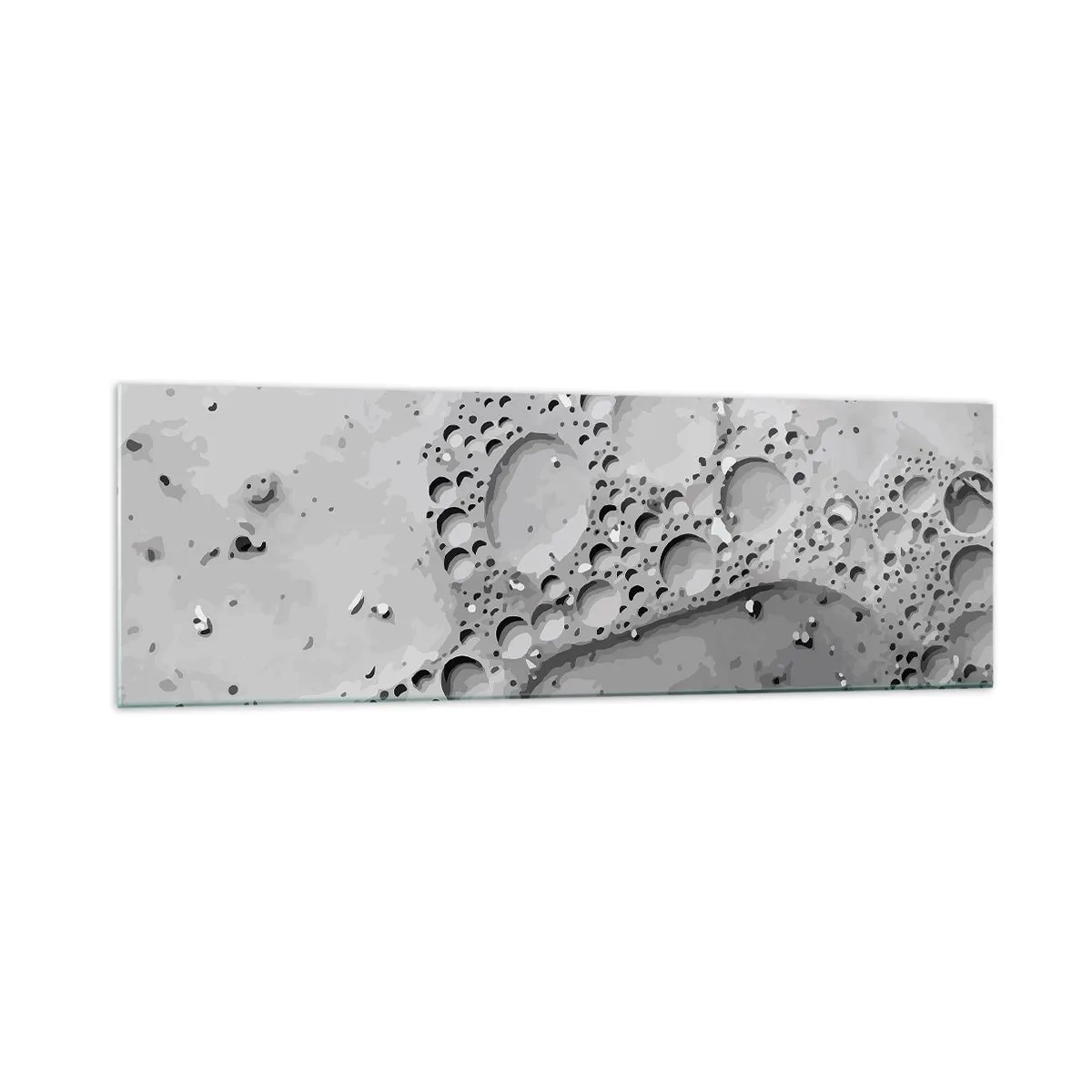 Impression sur verre - Image sur verre - Motif à bulles noir et blanc dans un style minimaliste - 160x50cm - Sentier de mousse - Décoration murale moderne pour le salon et la chambre ARTTOR