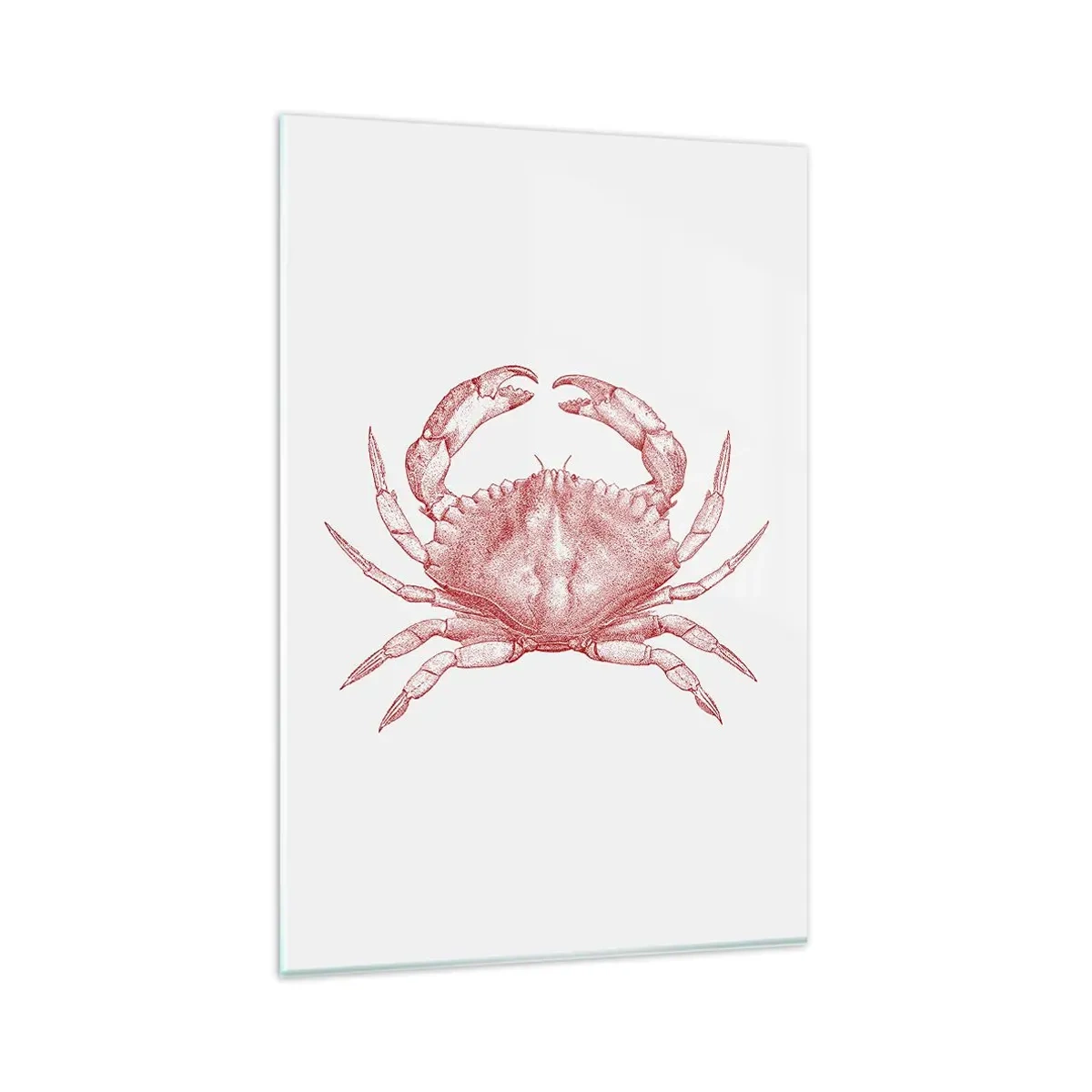 Impression sur verre - Image sur verre - Dessin d'un crabe dans une teinte rouge - 80x120cm - Le crabe des crabes - Décoration murale moderne pour le salon et la chambre ARTTOR