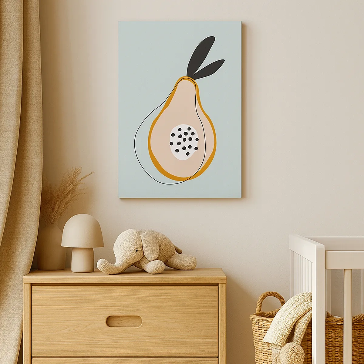 Impression sur toile - Image sur toile - Poire abstraite sur fond clair - 50x70cm - Pénétrer la nature des choses - Décoration murale moderne pour le salon et la chambre ARTTOR