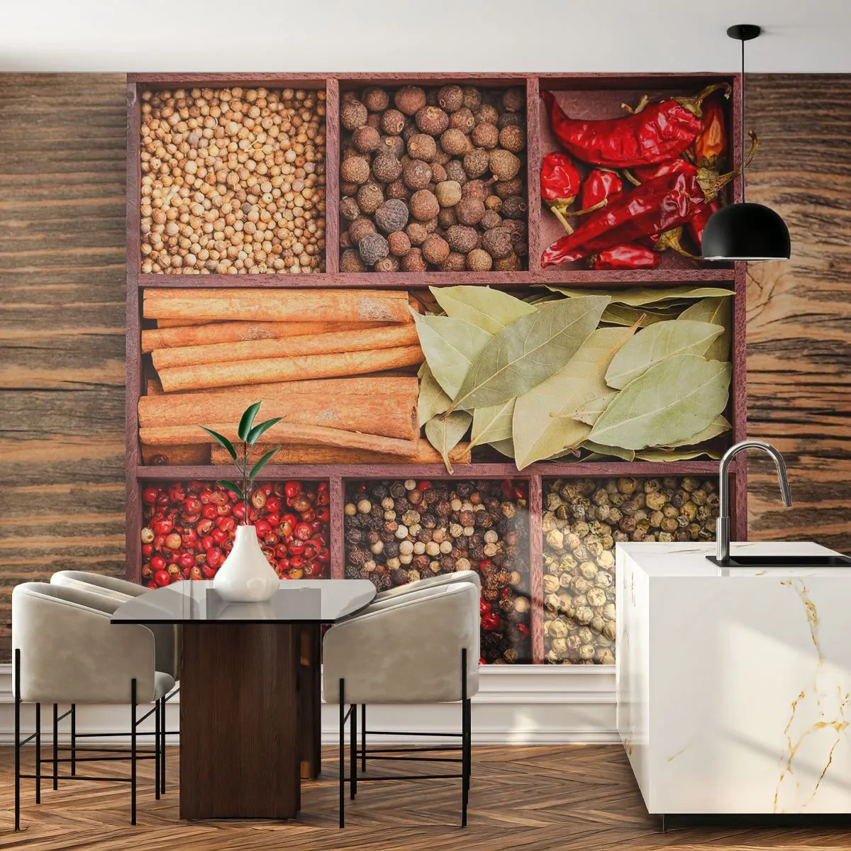 Papier Peint Autocollant Deluxe Sticker - Ordre des formes, bouquet d'arômes - La gastronomie, Épices, Chili - 250x175 cm