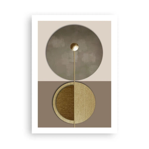 Affiche - Poster - Abstraction géométrique moderne dans les tons or et beige - 50x70cm - Équilibre parfait - Décoration murale moderne pour le salon et la chambre ARTTOR