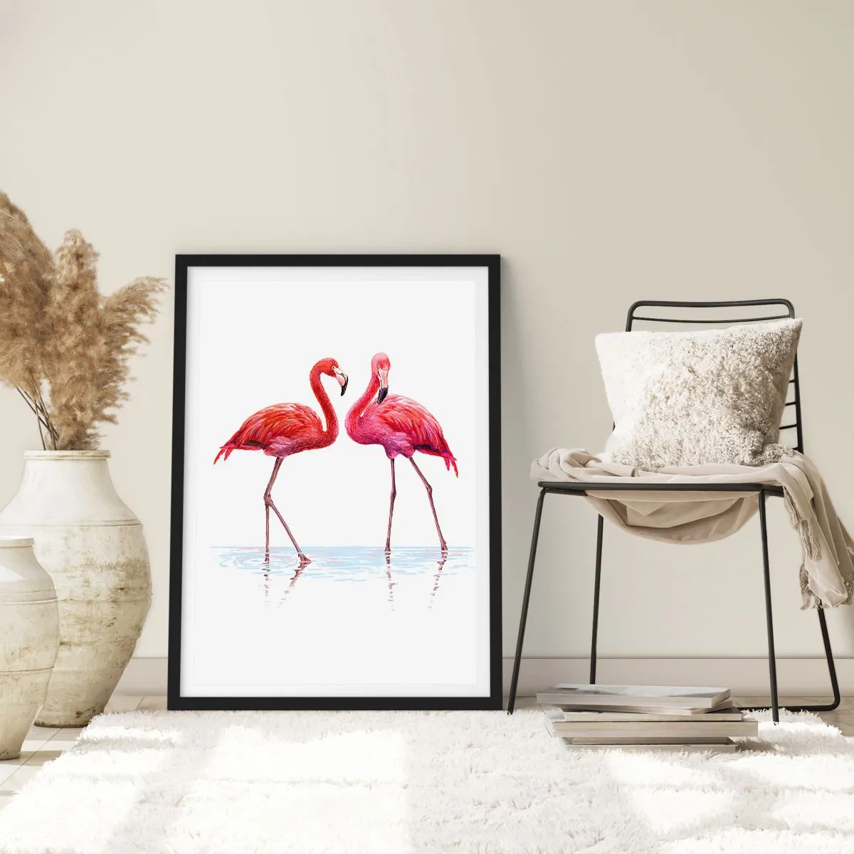Affiche dans un cadre noir - Poster - Rendez-vous rose - 70x100 cm