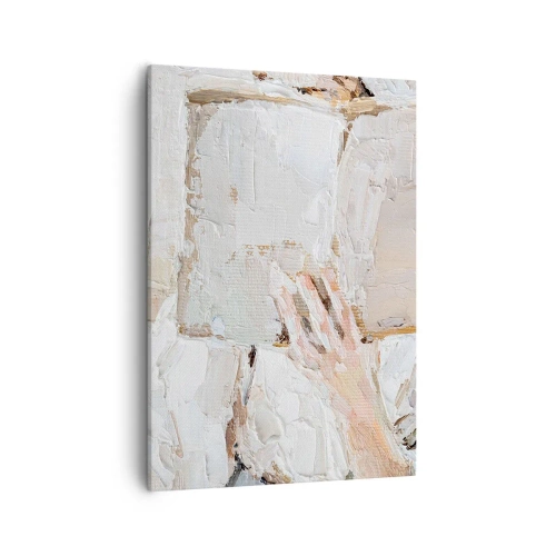 Impression sur toile - Image sur toile - Une peinture impressionniste d'une main tenant un livre ouvert. - 50x70cm - Dans un autre monde - Décoration murale moderne pour le salon et la chambre ARTTOR