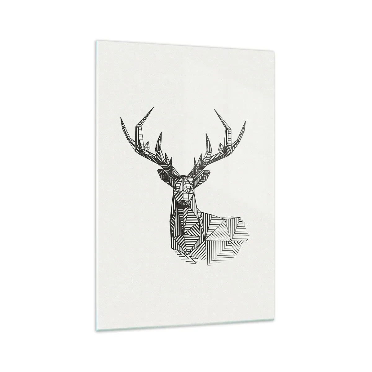 Impression sur verre - Image sur verre - Image géométrique d'un cerf dans un style minimaliste en noir et blanc - 70x100cm - Cerf dans un style cubique - Décoration murale moderne pour le salon et la chambre ARTTOR