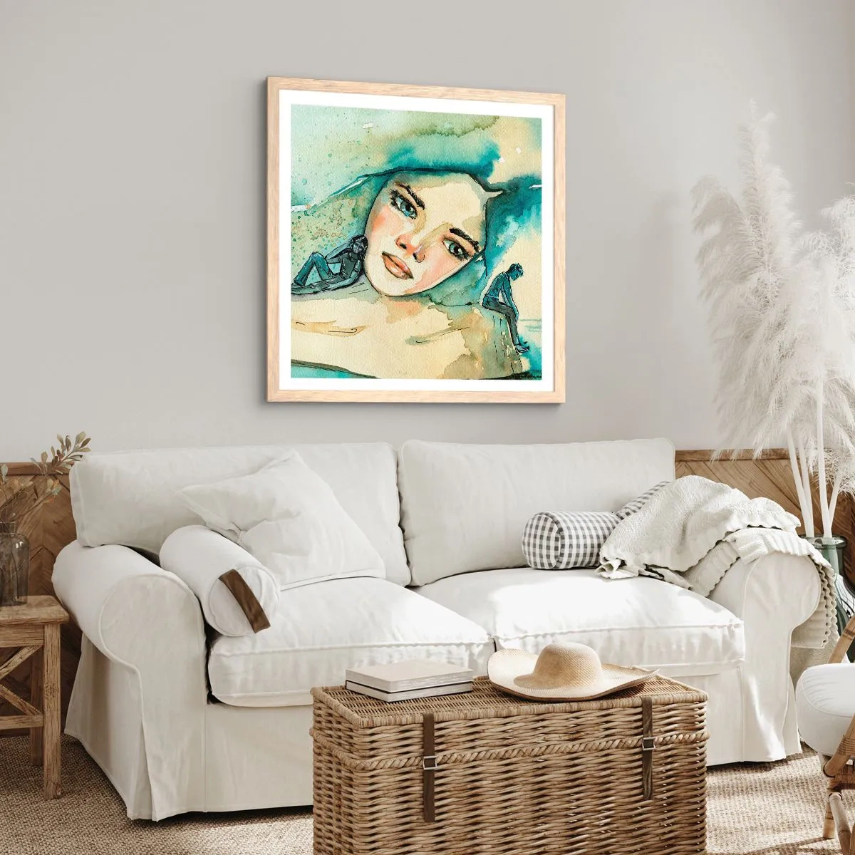 Affiche dans un chêne clair - Poster - Suis-je bleu? - 60x60 cm