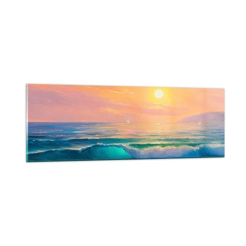 Impression sur verre - Image sur verre - Le chant turquoise des vagues - 90x30 cm