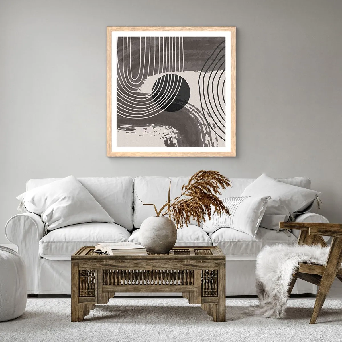 Affiche dans un chêne clair - Poster - L'ovale gagne - 30x30 cm