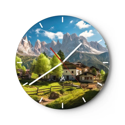 Horloge murale - Pendule murale - Idylle alpine - 40x40 cm