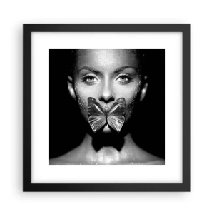 Affiche dans un cadre noir - Poster - Baiser papillon - 30x30 cm