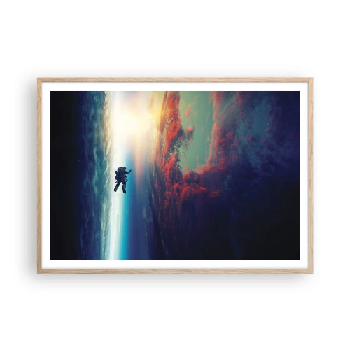 Affiche dans un chêne clair - Poster - Affronter l'univers - 100x70 cm