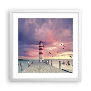 Affiche dans un cadre blanc - Poster - C'est l'heure d'aller au port - 40x40 cm