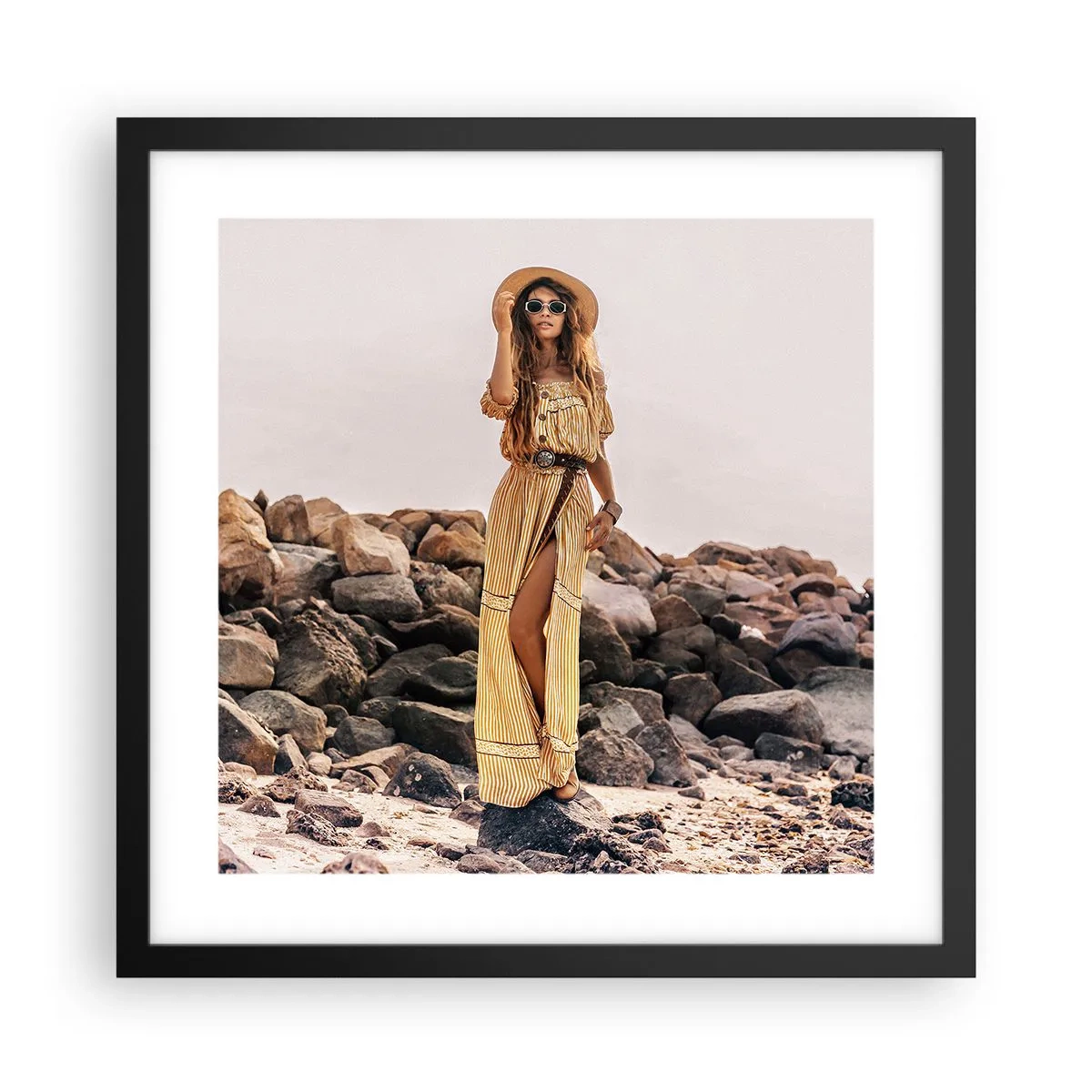 Affiche dans un cadre noir - Poster - La magie des pierres - 40x40 cm