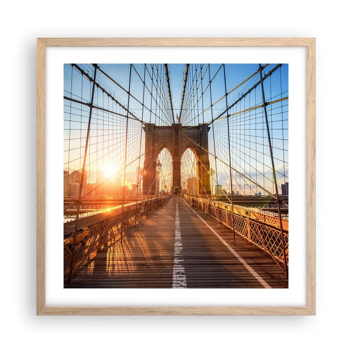 Affiche dans un chêne clair - Poster - Sur le pont d'or - 50x50 cm