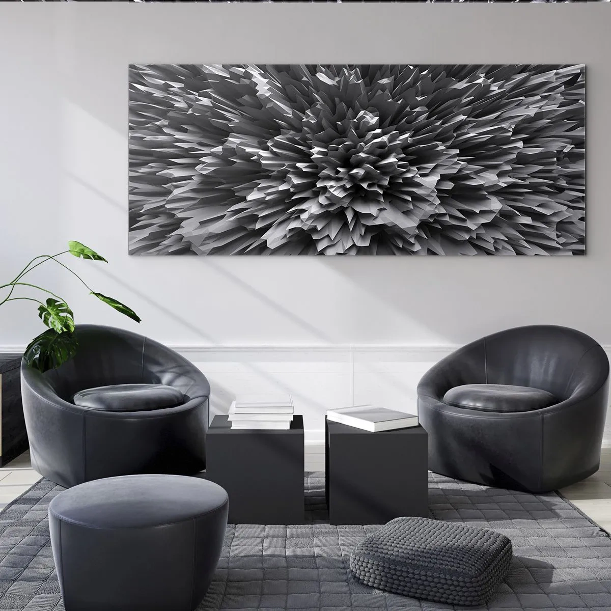 Impression sur verre - Image sur verre - Structure abstraite en nuances de gris - 140x50cm - Ça ne peut pas être plus dur que ça - Décoration murale moderne pour le salon et la chambre ARTTOR