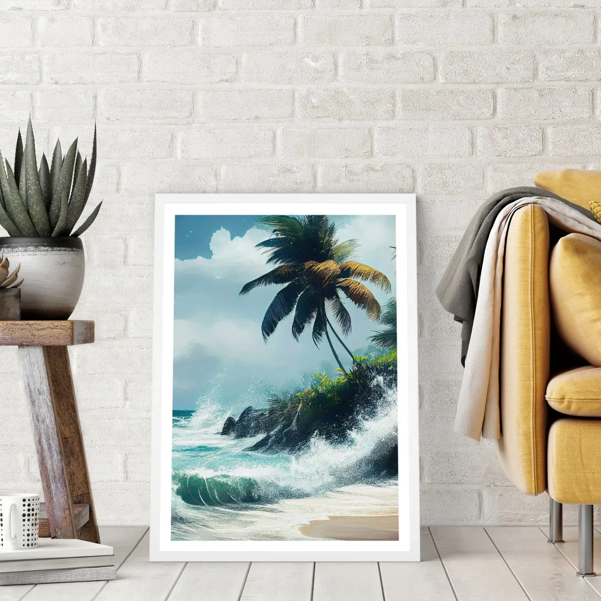 Affiche dans un cadre blanc - Poster - Sur une côte tropicale - 30x40 cm