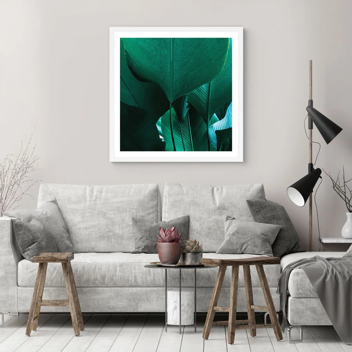 Affiche dans un cadre blanc - Poster - Tourné vers la lumière - 50x50 cm