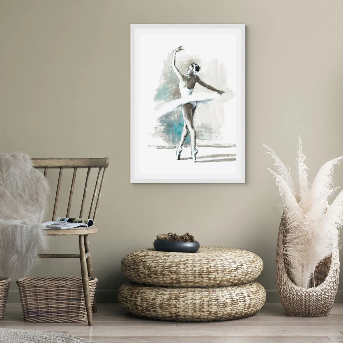 Affiche dans un cadre blanc - Poster - Enchantement du cygne - 30x40 cm