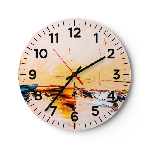 Horloge murale - Pendule murale - Soirée à la marina - 30x30 cm