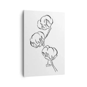 Impression sur toile - Image sur toile - Un contour délicat d'une branche de coton sur fond blanc - 70x100cm - Duvet de coton - Décoration murale moderne pour le salon et la chambre ARTTOR