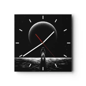 Horloge murale - Pendule murale - Un astronaute avec en arrière-plan une grande planète dans l'espace - 30x30cm - Face à face - Décoration murale moderne pour le salon et la chambre ARTTOR