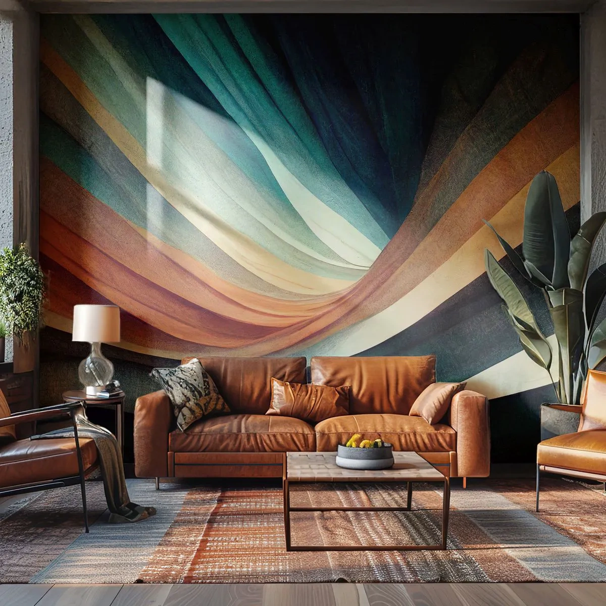Papier Peint Photo Premium Canvas - Tissé à partir de couleurs - Morceau, Abstraction, Lignes - 250x175 cm