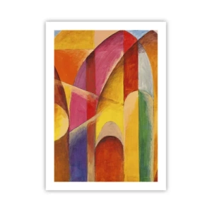 Affiche - Poster - Abstraction colorée avec des formes géométriques - 50x70cm - Cathédrale du soleil - Décoration murale moderne pour le salon et la chambre ARTTOR