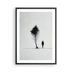 Affiche dans un cadre noir - Poster - Une silhouette minimaliste et un arbre solitaire - 50x70cm - Nous errons tous - Décoration murale moderne pour le salon et la chambre ARTTOR
