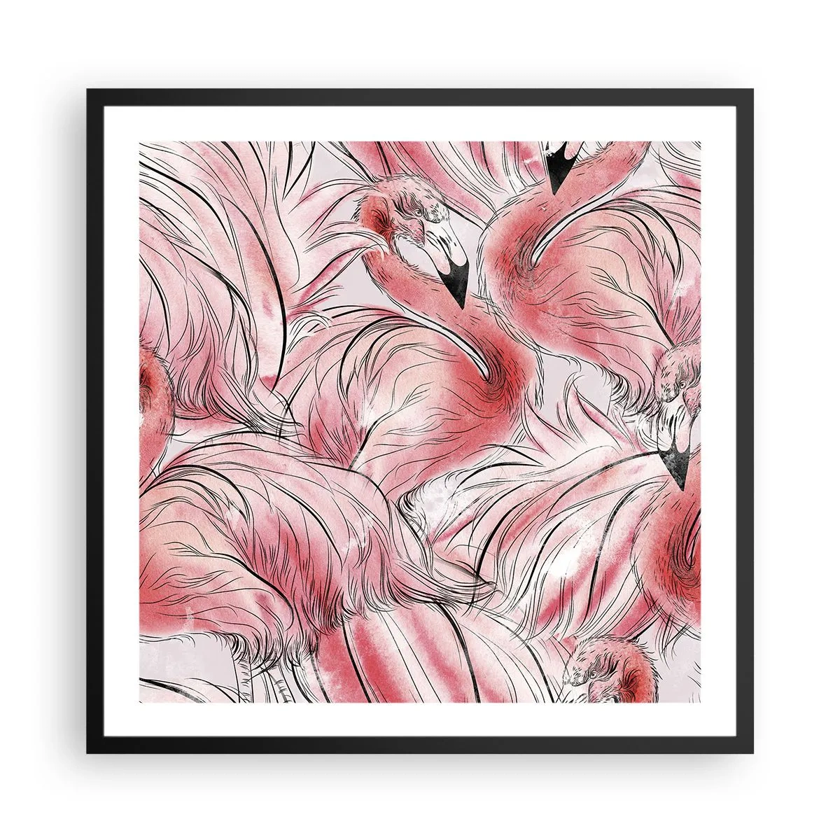 Affiche dans un cadre noir - Poster - Oiseau corps de ballet - 60x60 cm