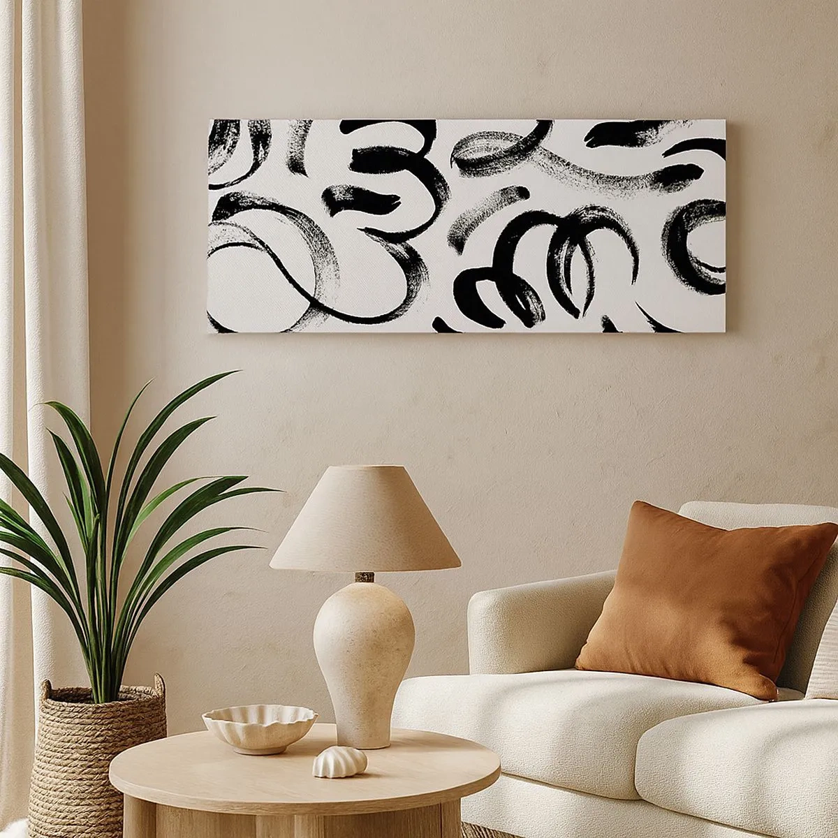 Impression sur toile - Image sur toile - Noir sur blanc - 100x40 cm