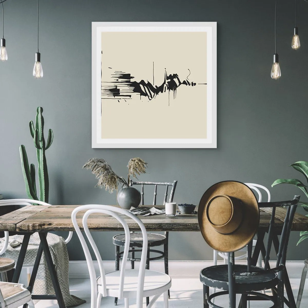 Affiche dans un cadre blanc - Poster - Abstraction hâtive - 60x60 cm