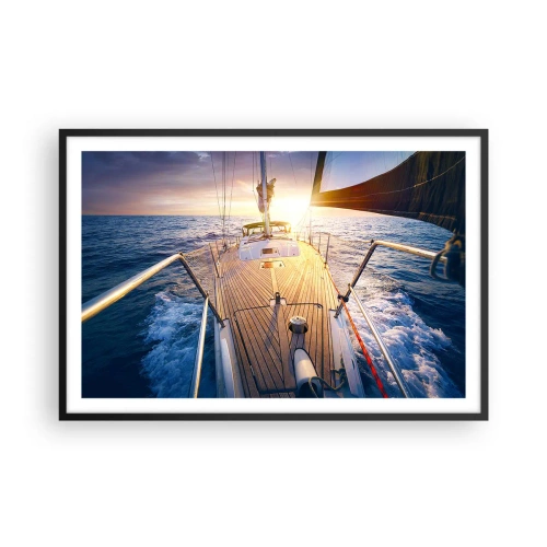 Affiche dans un cadre noir - Poster - Courir sur les vagues - 91x61 cm