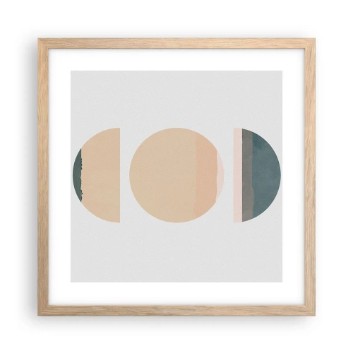Affiche dans un chêne clair - Poster - Cercles après cercles - 40x40 cm