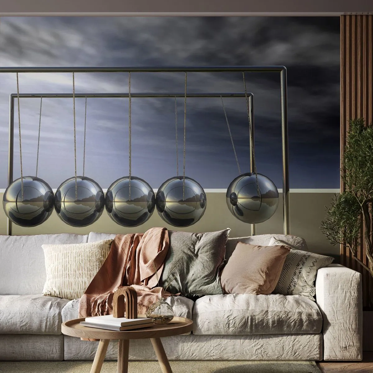 Papier Peint Photo Premium Canvas - Énergie du monde - Le pendule de Newton, La physique, Abstraction - 500x350 cm