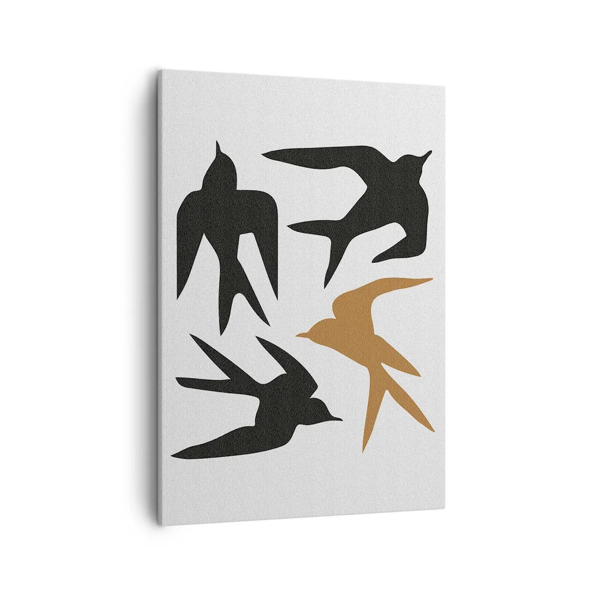 Impression sur toile - Image sur toile - Silhouettes d'hirondelles en noir et or - 50x70cm - Avaler du plaisir - Décoration murale moderne pour le salon et la chambre ARTTOR