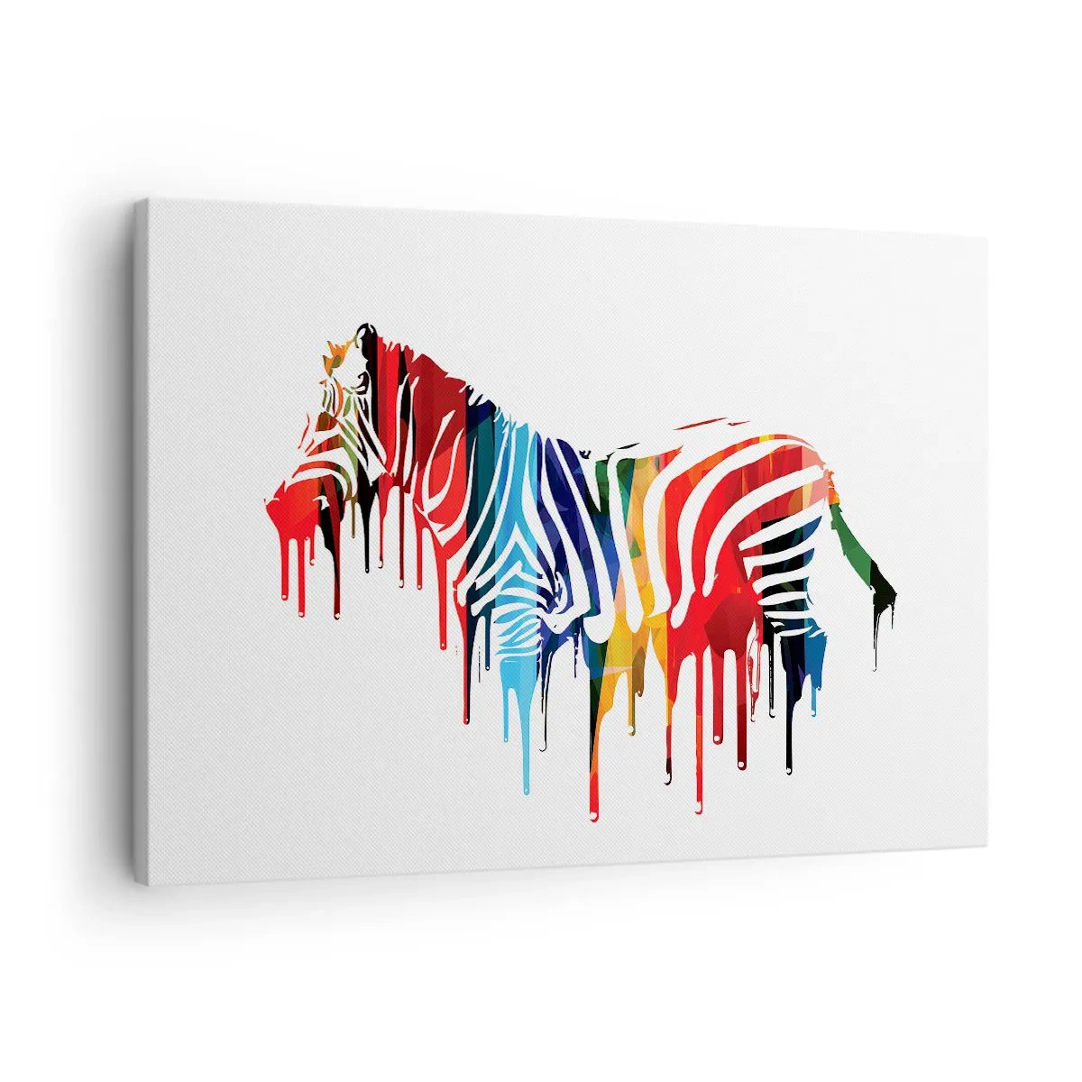 Impression sur toile - Image sur toile - Zèbre abstrait aux couleurs vives avec un effet de peinture - 70x50cm - Pas seulement en noir et blanc - Décoration murale moderne pour le salon et la chambre ARTTOR