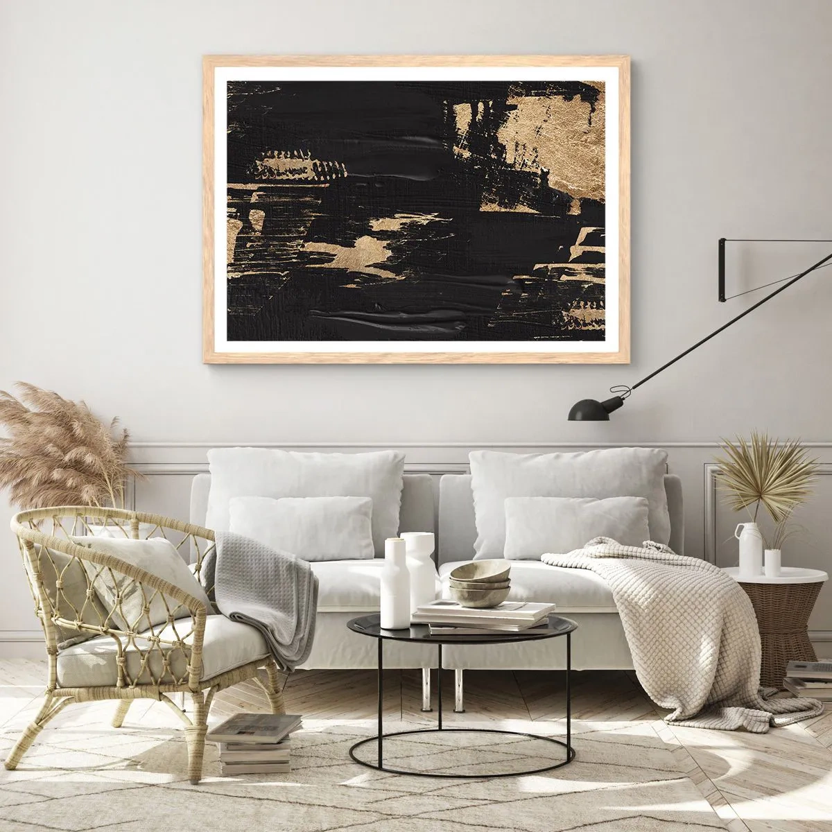 Affiche dans un chêne clair - Poster - Empreinte du toucher - 100x70 cm