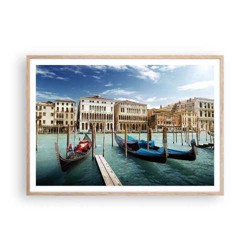 Affiche dans un chêne clair - Poster - Palace bleu ciel - 100x70 cm