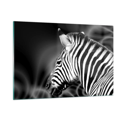 Impression sur verre - Image sur verre - Zèbre en esthétique noir et blanc - 120x80cm - Blanc c'est blanc et noir c'est noir - Décoration murale moderne pour le salon et la chambre ARTTOR