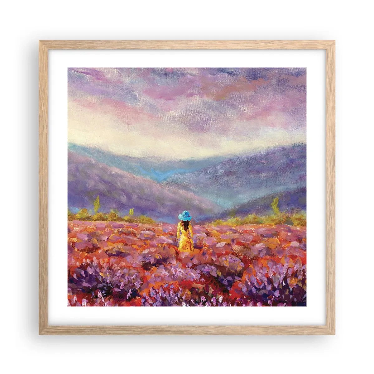 Affiche dans un chêne clair - Poster - Dans un monde lavande - 50x50 cm